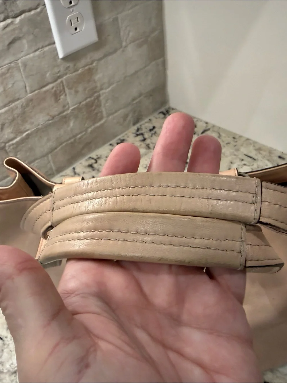 Coach EUC Taupe/Pink Leather Soho Shoulder Bag w/Yellow Buckle Accent